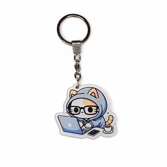 Hardworking Cat Keychain