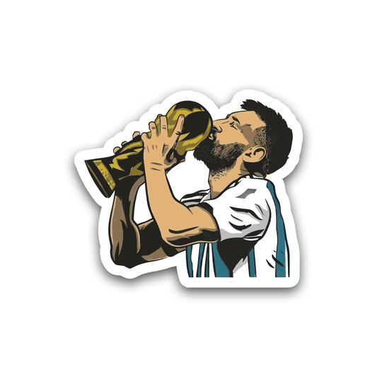 Messi with the World Cup Sticker