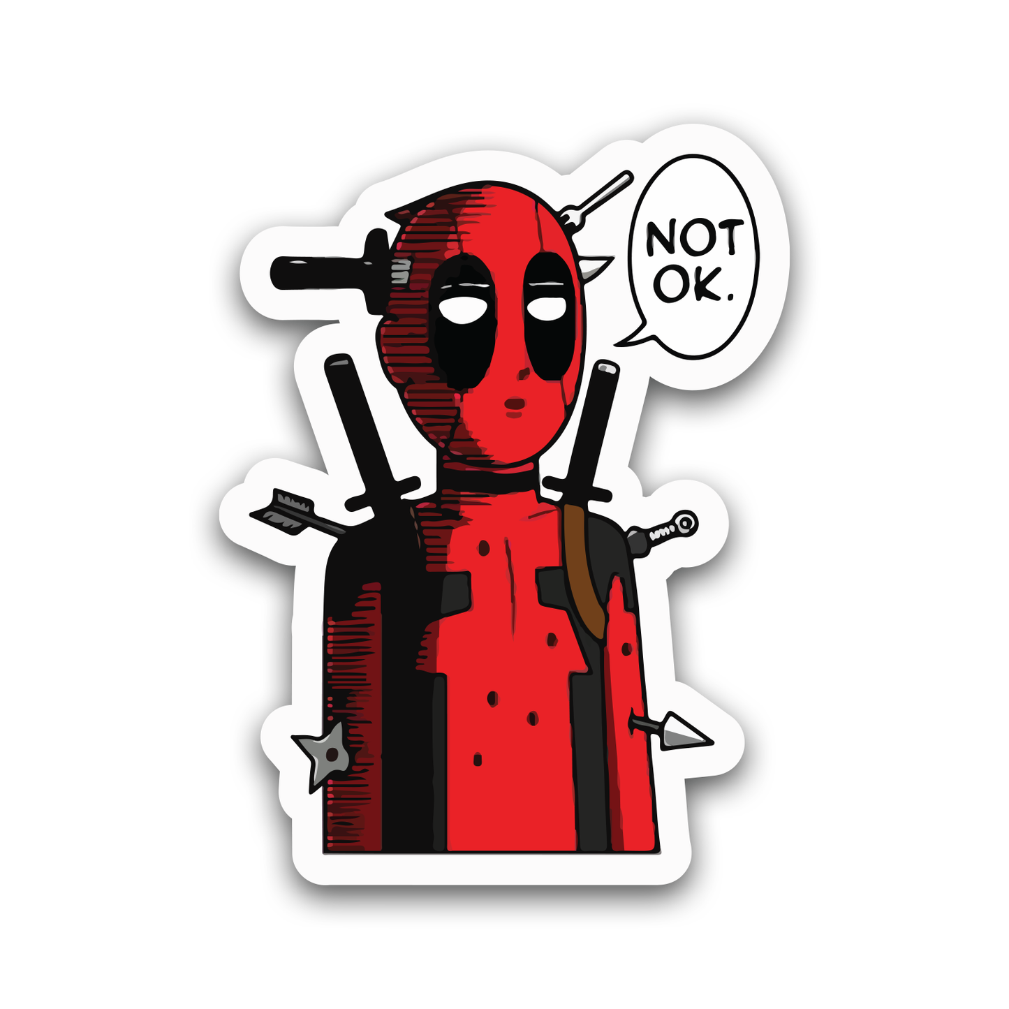 Deadpool says "I'm not OK" Sticker